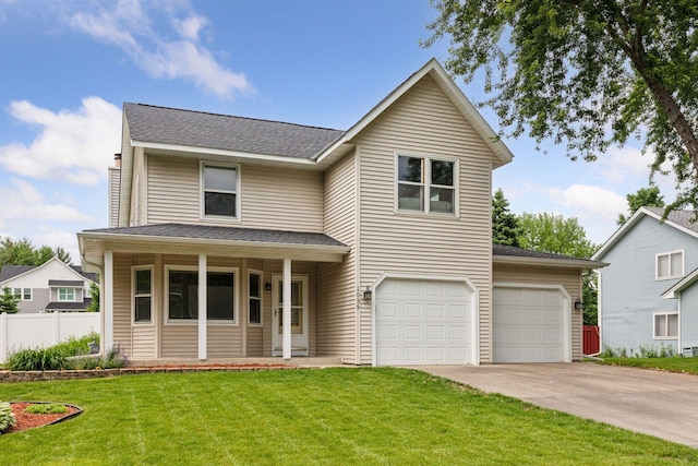 1039 Briar Creek Rd, Eagan, MN 55123 - traditional-style home with driveway, covered porch, a garage, and a shingled roof