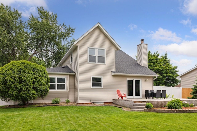 1039 Briar Creek Rd, Eagan, MN 55123 - back of house with a chimney, roof with shingles, and a deck