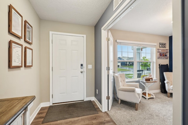 7516 Ochoa Ave NE, Otsego, MN 55330 - foyer entrance featuring baseboards, dark wood-style floors, and a textured ceiling