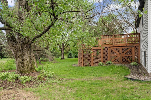 15110 Ute St NW, Ramsey, MN 55303 - view of grassy yard featuring a wooden deck