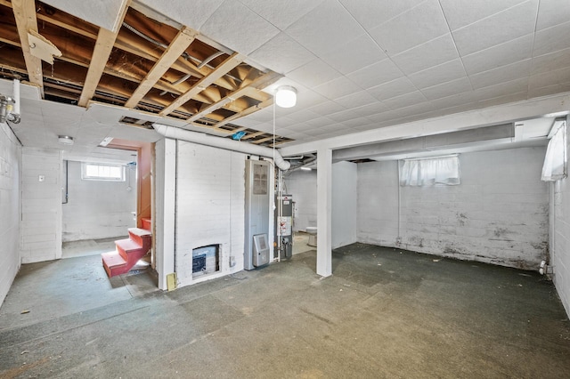 basement with water heater