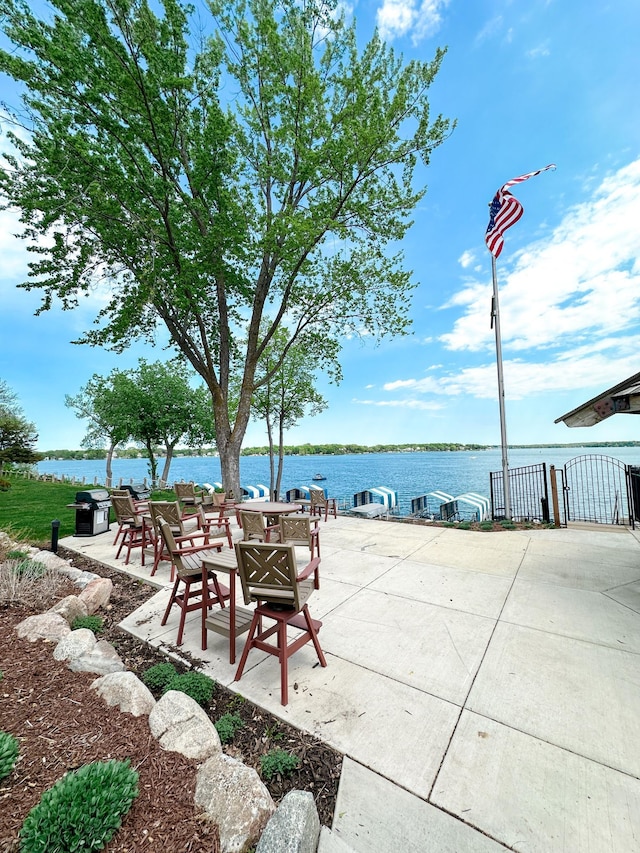 4407 Wilshire Blvd Unit 110, Mound, MN 55364 - view of patio with a gate and a water view