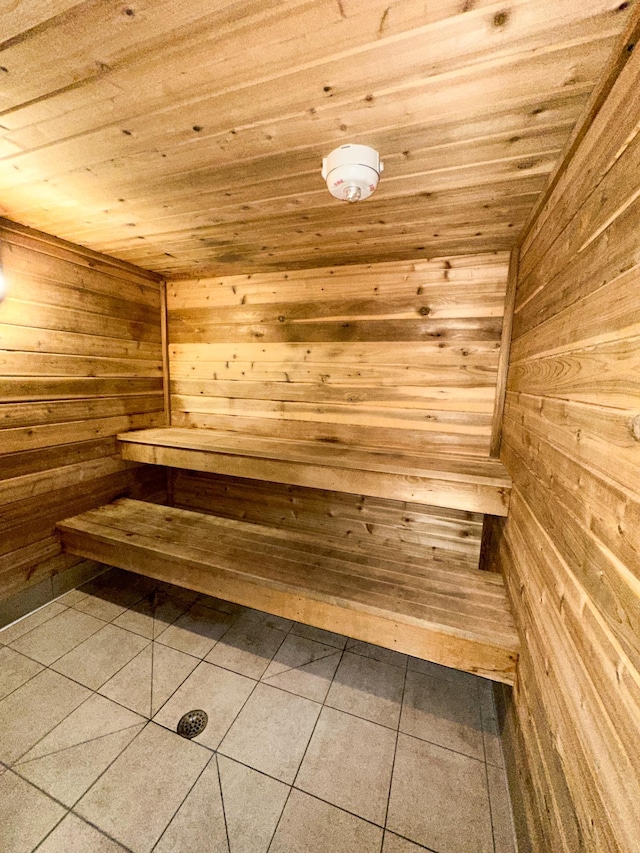 4407 Wilshire Blvd Unit 110, Mound, MN 55364 - sauna / steam room with wood walls, wood ceiling, and tile patterned flooring