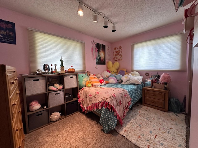 404 5th Ave NE, Kasson, MN 55944 - carpeted bedroom with a textured ceiling and track lighting