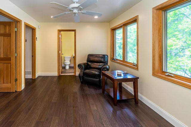 3010 Fairview Rd SW, Prior Lake, MN 55372 - sitting room featuring baseboards, ceiling fan, dark wood finished floors, and recessed lighting