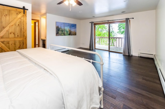 3010 Fairview Rd SW, Prior Lake, MN 55372 - bedroom featuring access to outside, dark wood-style floors, a baseboard radiator, and baseboards