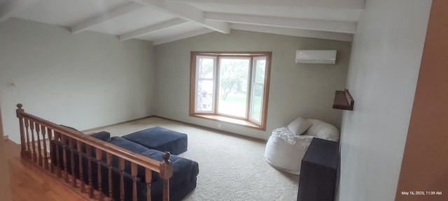 620 Maple St, Dassel, MN 55325 - carpeted living area with a wall mounted air conditioner and baseboards