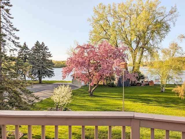 620 Maple St, Dassel, MN 55325 - view of grassy yard featuring a water view and asphalt driveway