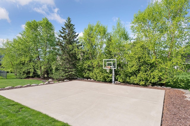 2971 Fairway Dr, Chaska, MN 55318 - view of sport court featuring basketball hoop and a lawn