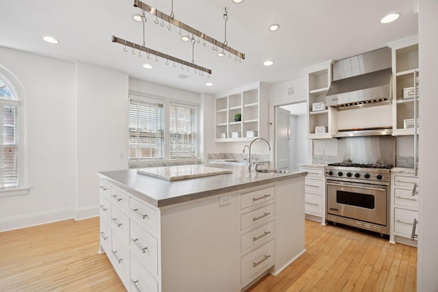 1785 Dupont Ave S, Minneapolis, MN 55403 - kitchen with premium range, open shelves, a sink, plenty of natural light, and recessed lighting