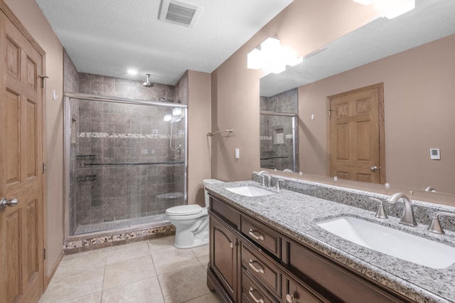 10543 Noble Cir N, Brooklyn Park, MN 55443 - full bathroom with a shower stall, toilet, tile patterned flooring, and double vanity