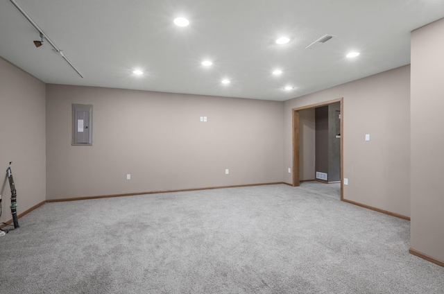 10543 Noble Cir N, Brooklyn Park, MN 55443 - empty room with recessed lighting, baseboards, light colored carpet, and electric panel