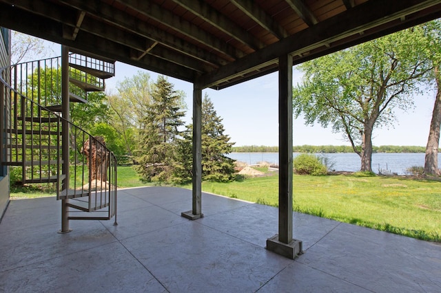 761 Country Lakes Dr, Lino Lakes, MN 55014 - view of patio / terrace with stairway and a water view