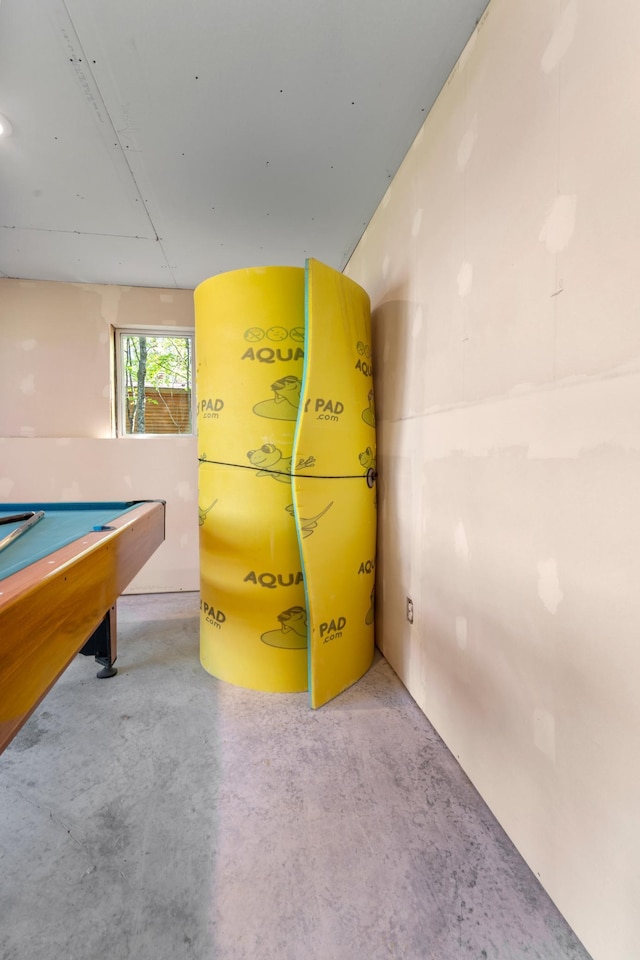 recreation room featuring pool table and concrete floors