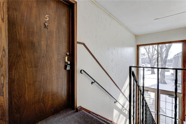 709 11th Ave S Unit 5, Hopkins, MN 55343 - staircase with carpet and a textured wall