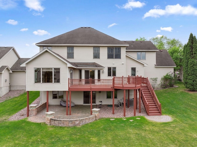 3613 Clare Downs Path, Rosemount, MN 55068 - back of house featuring a wooden deck, stairway, and a lawn