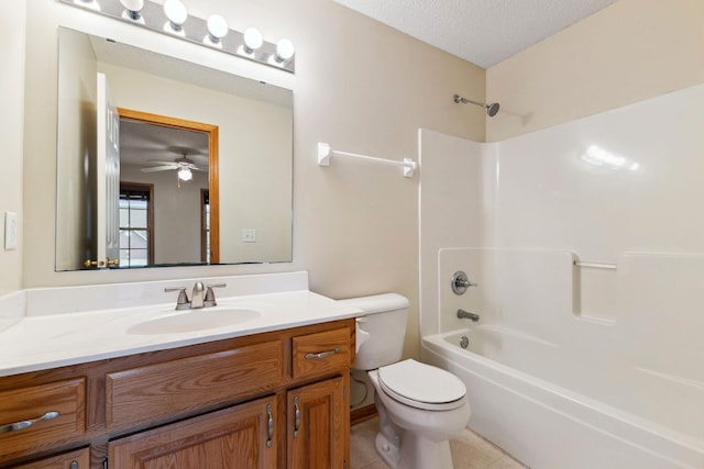 3613 Clare Downs Path, Rosemount, MN 55068 - full bathroom featuring toilet, vanity,  shower combination, tile patterned floors, and a textured ceiling