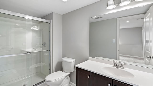 15365 Eagle Creek Way, Apple Valley, MN 55124 - full bathroom with toilet, a shower stall, vanity, and baseboards