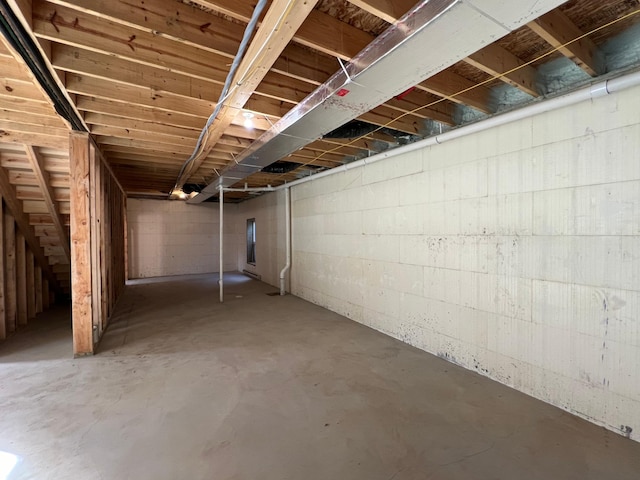 view of unfinished basement