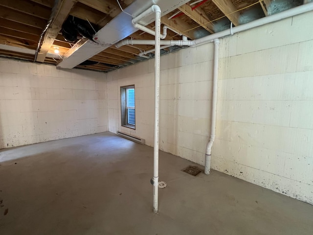view of unfinished basement