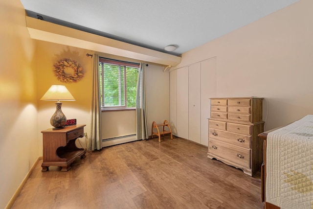 5450 Three Points Blvd Unit 623, Mound, MN 55364 - bedroom with wood finished floors, baseboard heating, a closet, and baseboards