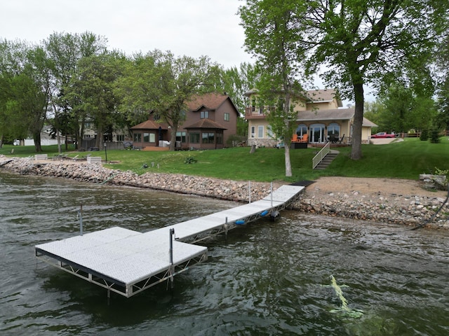 14620 Thomas Rd, Lake Park, MN 56554 - dock area with a lawn and a deck with water view