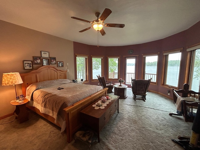 14620 Thomas Rd, Lake Park, MN 56554 - bedroom featuring carpet, baseboards, ceiling fan, and access to exterior
