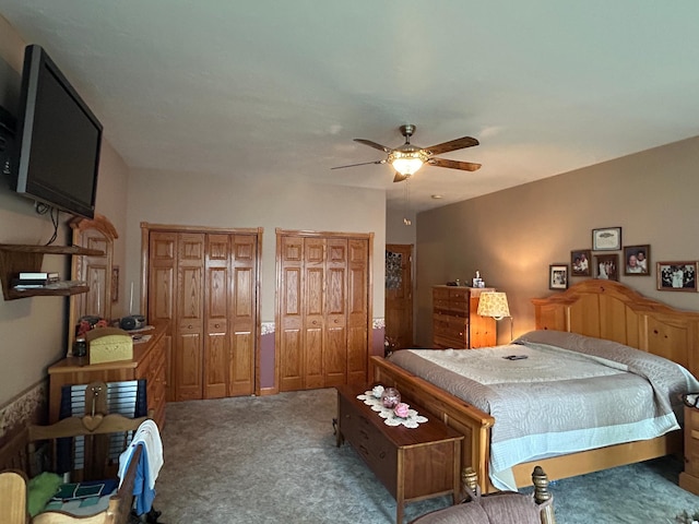 14620 Thomas Rd, Lake Park, MN 56554 - carpeted bedroom with two closets and ceiling fan