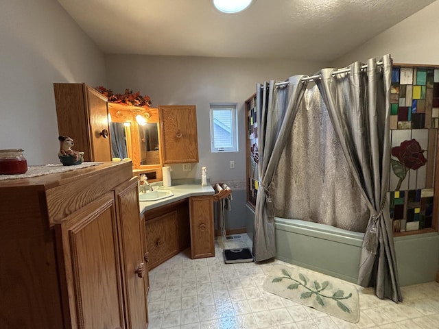14620 Thomas Rd, Lake Park, MN 56554 - full bathroom featuring vanity and shower / tub combo with curtain