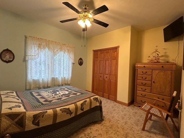 14620 Thomas Rd, Lake Park, MN 56554 - bedroom featuring light colored carpet, a ceiling fan, and a closet