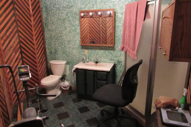 4054 Aspen Rd, Barnum Twp, MN 55767 - bathroom with toilet, vanity, and tile patterned floors