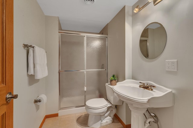 23807 Brendan Way, Rogers, MN 55374 - full bathroom with tile patterned floors, a shower stall, toilet, and baseboards
