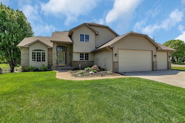 23807 Brendan Way, Rogers, MN 55374 - tri-level home featuring a garage, concrete driveway, a shingled roof, and brick siding