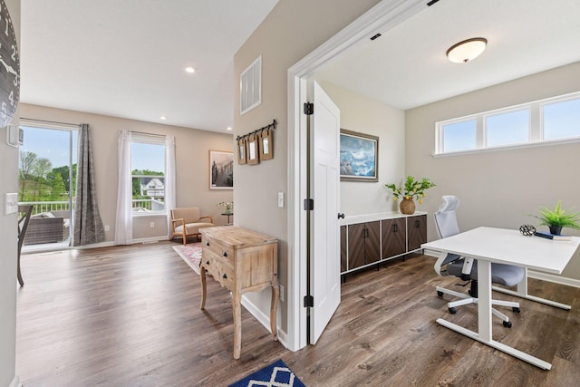 1049 Fabel Ln, Waconia, MN 55387 - office featuring healthy amount of natural light, dark wood-type flooring, recessed lighting, and baseboards