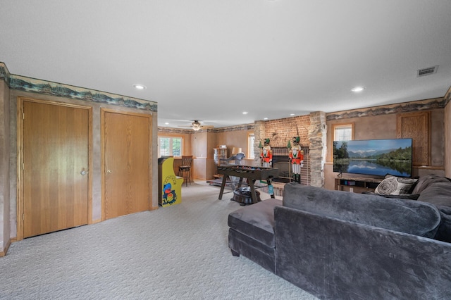 3062 196th Ave NE, East Bethel, MN 55011 - carpeted living room featuring recessed lighting and ceiling fan