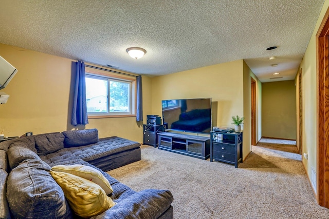 11215 Sumter Ave N, Champlin, MN 55316 - carpeted living area with a textured ceiling