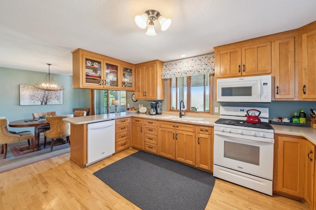 2929 170th St, Frederic, WI 54837 - kitchen with white appliances, healthy amount of natural light, light wood-style flooring, and light countertops