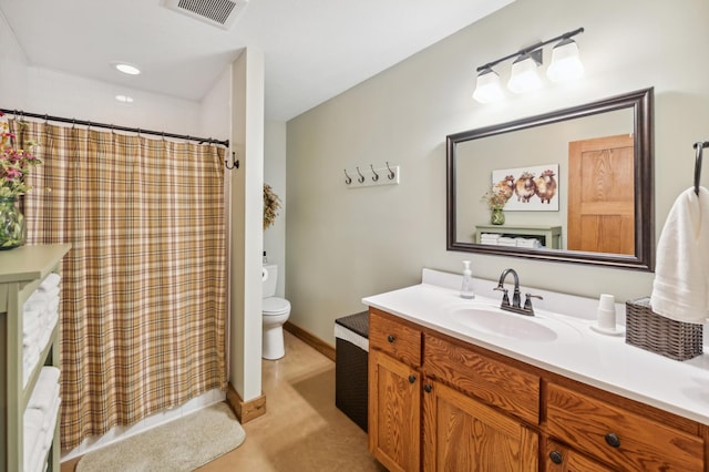 2929 170th St, Frederic, WI 54837 - full bathroom with toilet, vanity, and a shower with curtain