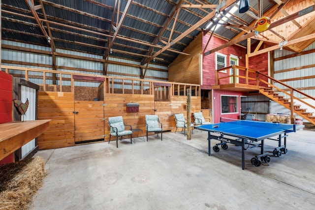 2929 170th St, Frederic, WI 54837 - rec room with concrete flooring and lofted ceiling
