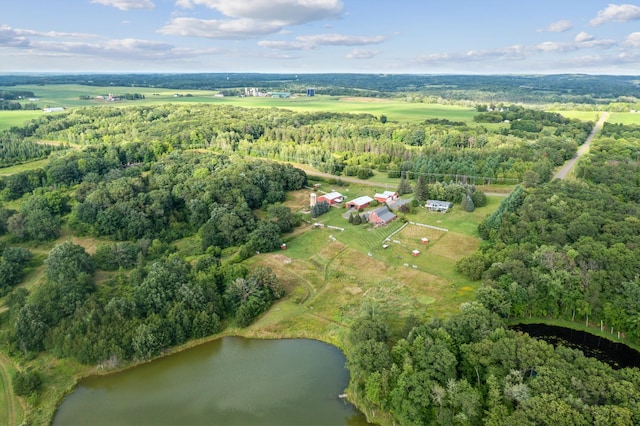 2929 170th St, Frederic, WI 54837 - aerial view of property's location featuring a nearby body of water, a forest, and rural landscape