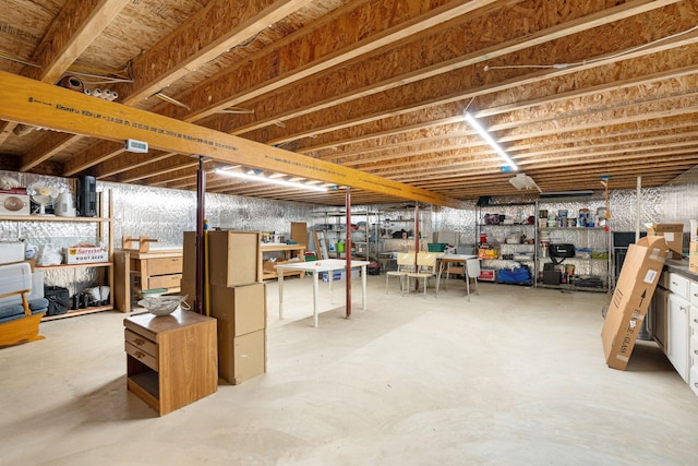 view of unfinished basement