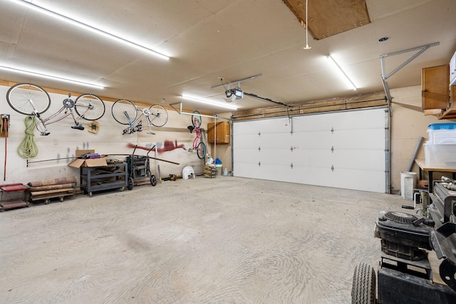 garage with a garage door opener