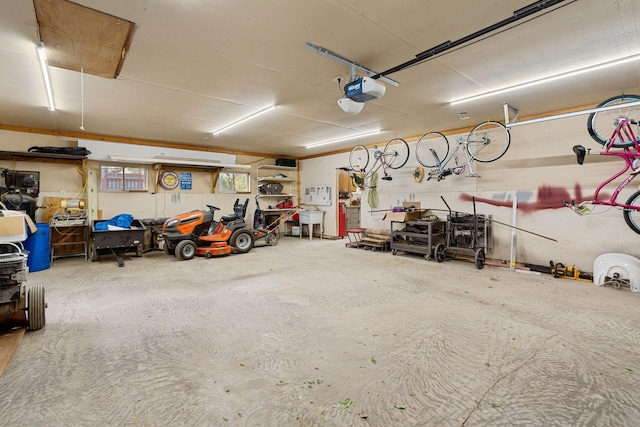 garage featuring a garage door opener and a sink