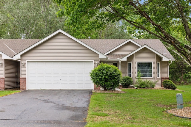 934 105th Ave NW, Coon Rapids, MN 55433 - ranch-style house featuring an attached garage, driveway, a shingled roof, and a front yard