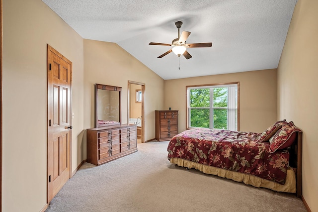 10025 Toledo Dr N, Brooklyn Park, MN 55443 - bedroom featuring carpet, lofted ceiling, a textured ceiling, a ceiling fan, and baseboards