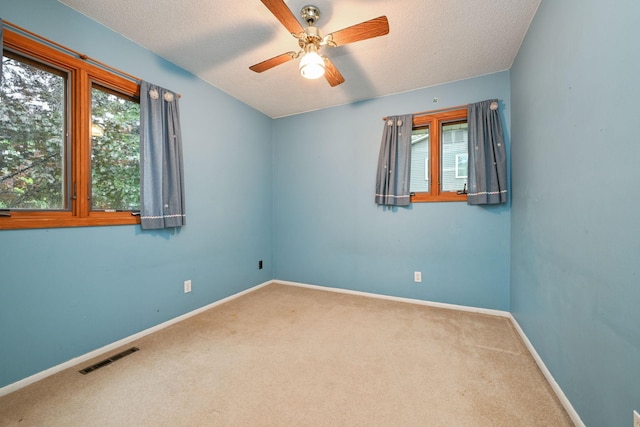 3760 Trenton Ln N, Plymouth, MN 55441 - carpeted empty room featuring a ceiling fan and a textured ceiling
