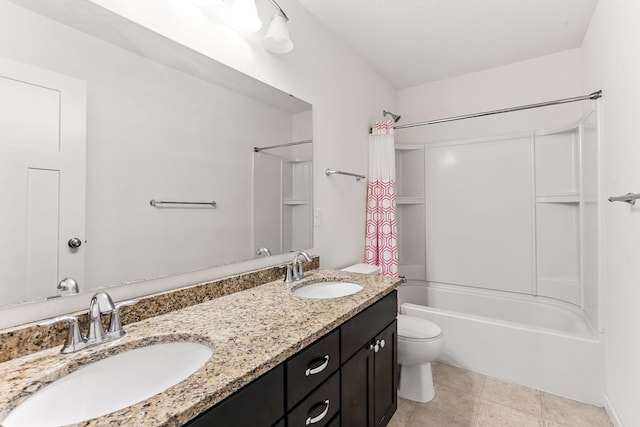 11632 Riverstone Trl, Woodbury, MN 55129 - full bathroom featuring toilet, shower / bath combination, and double vanity