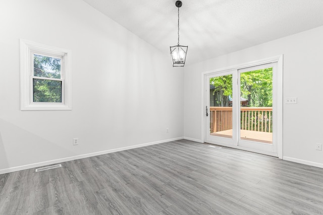 500 Ridge Ln, Chaska, MN 55318 - spare room with plenty of natural light, a chandelier, wood finished floors, and baseboards