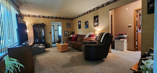 503 5th St SE, Staples, MN 56479 - carpeted living room featuring a textured ceiling