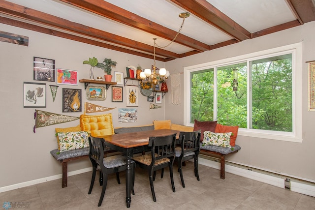 1513 40th Ave N, Moorhead, MN 56560 - dining space with beam ceiling and a chandelier